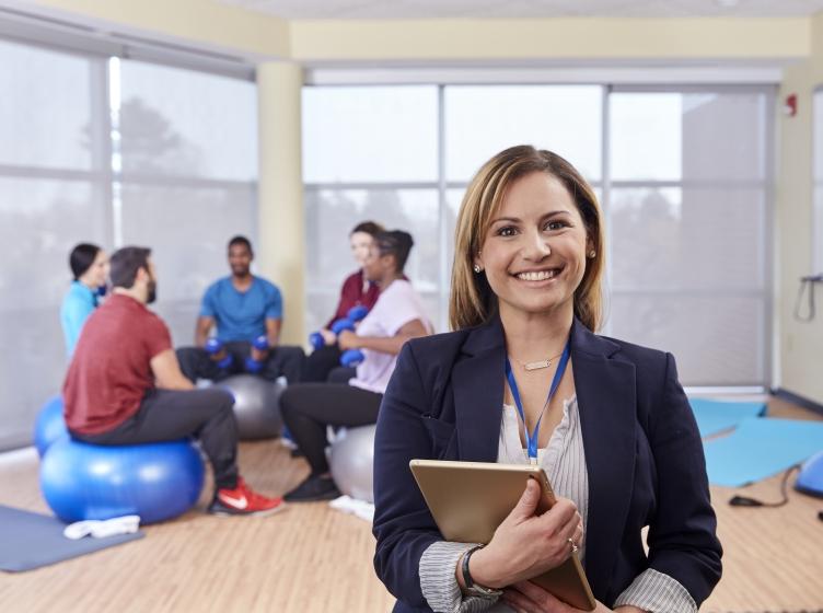 Students on exercise balls